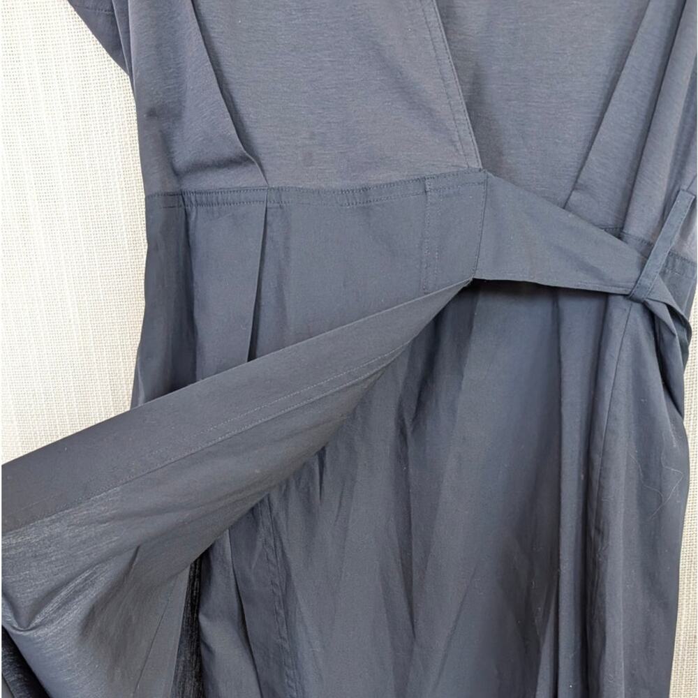 Massimo Dutti Wrap Midi Dress Womens M Navy Sleeveless Cap Sleeve V-neck Maxi - Picture 6 of 11